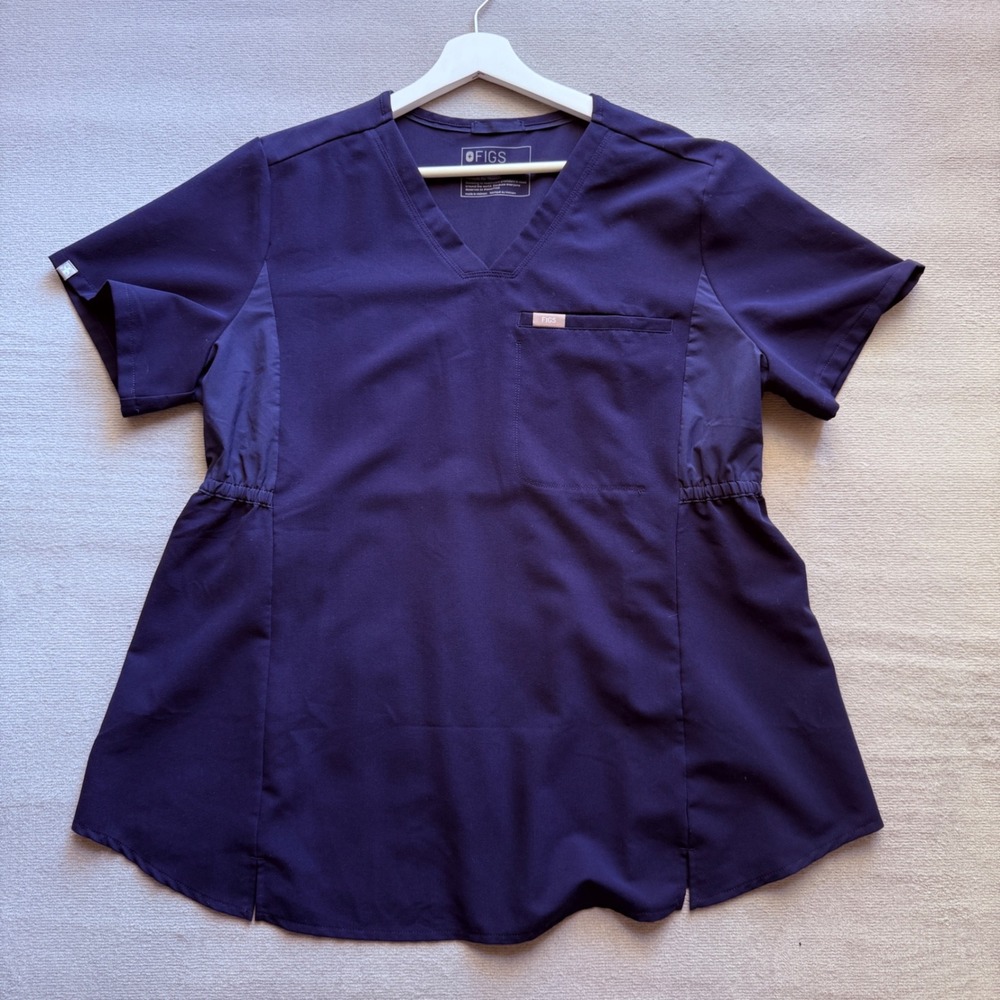 FIGS Technical Collection Womens Blue V-Neck Scrub Top Size XL Pockets workwear